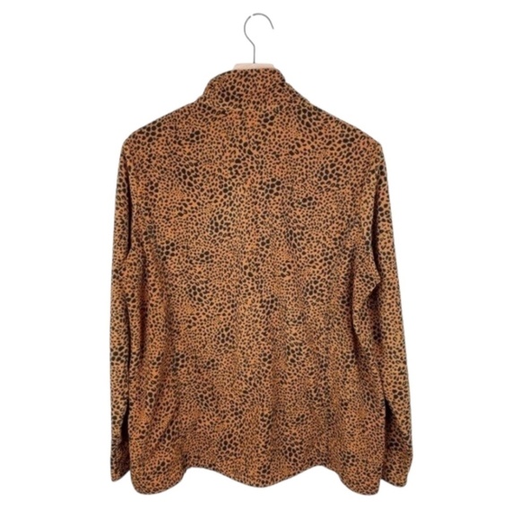 Lands' End Fleece Pullover Burnt Carmel Leopard Print - Picture 4 of 4